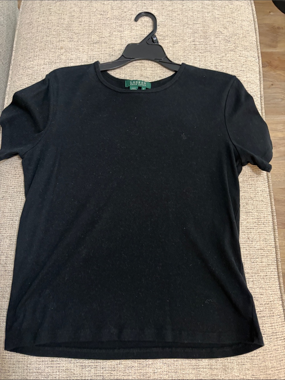 Lauren Ralph Lauren Black Short Sleeve Crewneck Top Medium